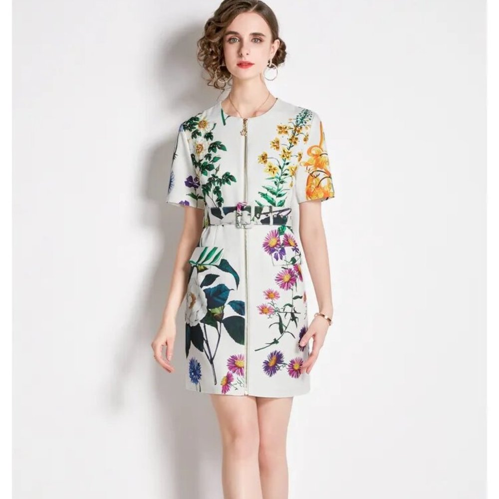 FLOWER BEAD (NOT OSCAR DE LA RENTA) EXCLUSIVE MULTI COLOR RUNWAY DRESS US XL